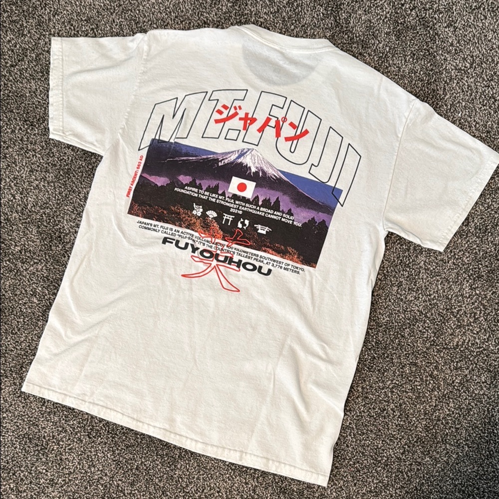 Pacsun White Mt. Fuji Graphic T-Shirt